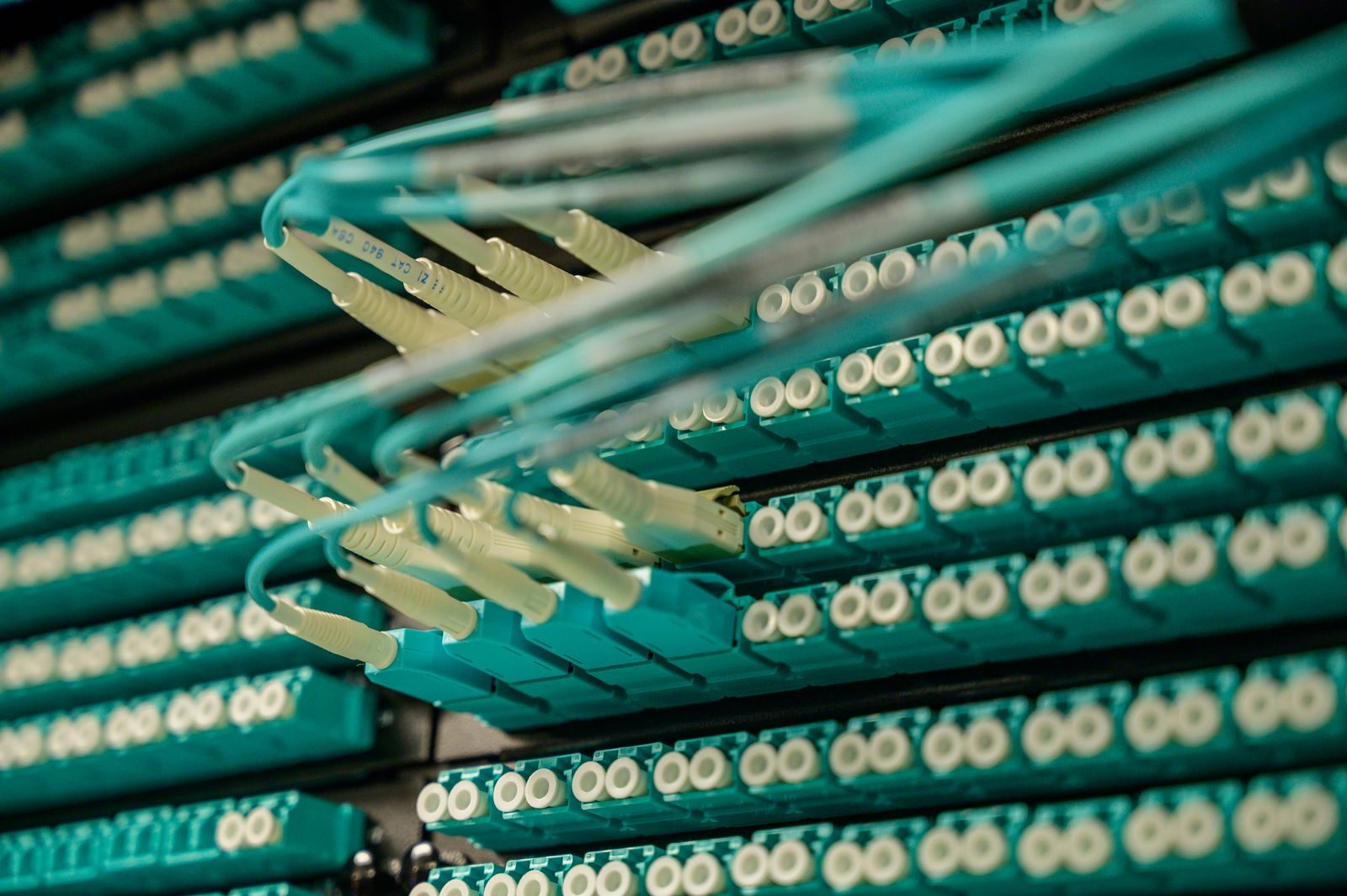 Detalle de conectores de fibra óptica